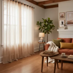 Textured Beige Linen Drape
