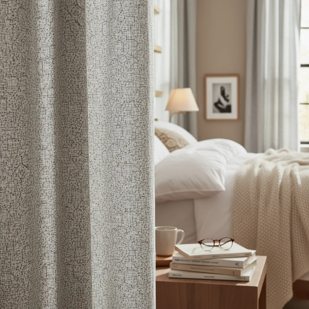 Linen Geometric Grey Curtain - Image 2