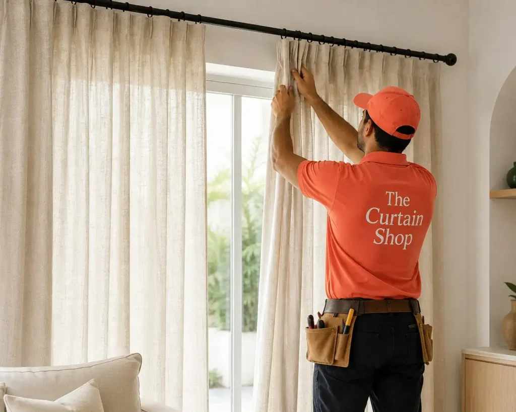 Linen Curtains Installation by The Curtain Shop Team