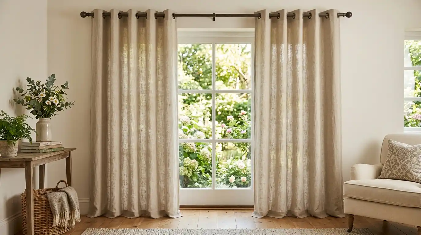 Linen Eyelet Curtains by The Curtain Shop