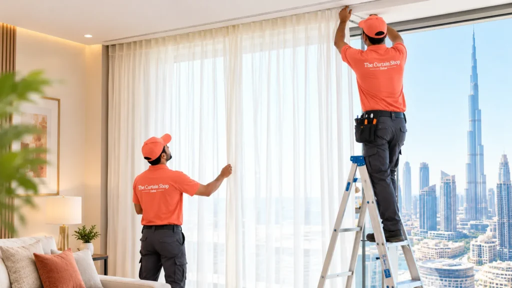 Sheer curtains installation service by The Curtain Shop