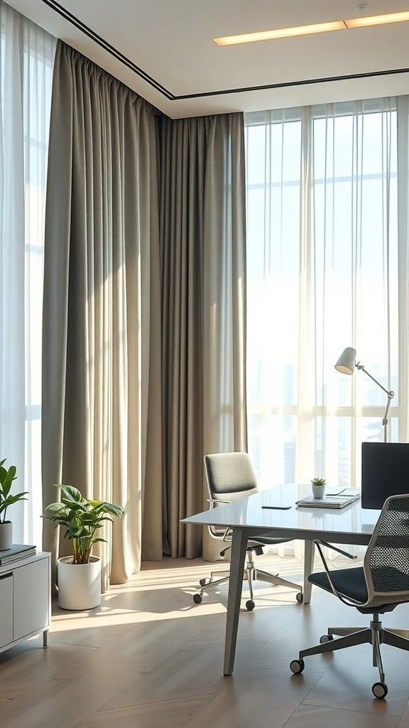 Elegant Floor-to-Ceiling Curtains for Office