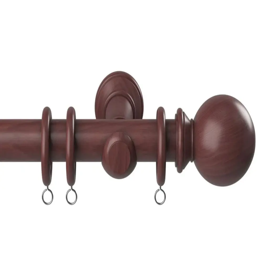 28mm Dark Oak Wooden Curtain Pole