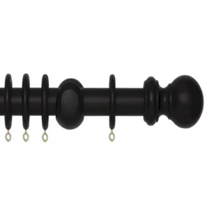 28mm Wooden Curtain Pole Black