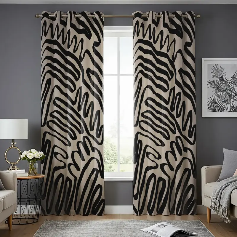 Abstract Zebra Print Curtains