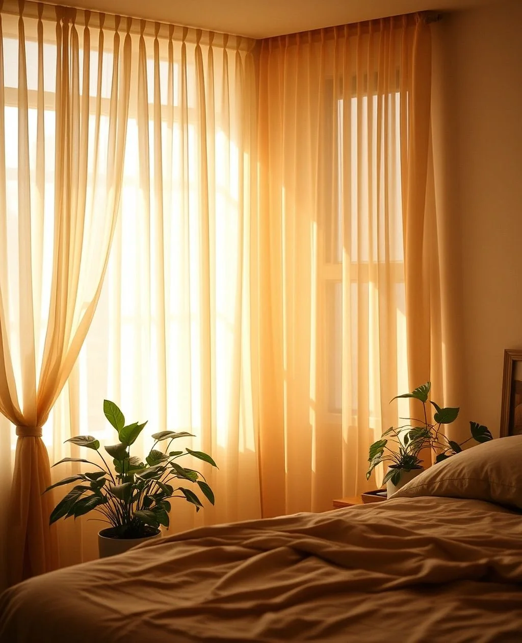 Bedroom Yellow Sheer Curtains