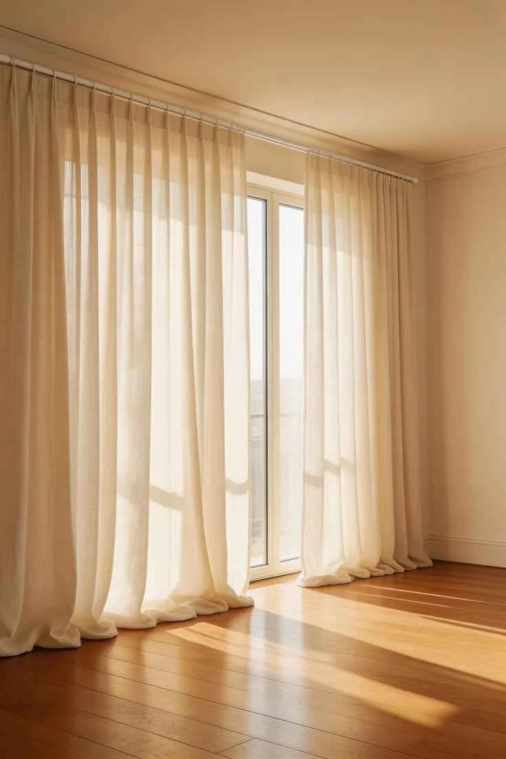 Beige Curtain Installed after Repairing service
