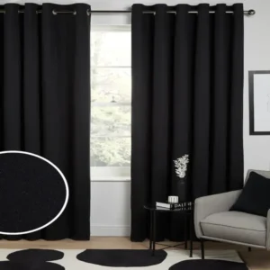 Black Blackout Thermal Cotton Curtains