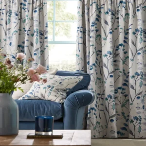 Blue Floral Print Curtains