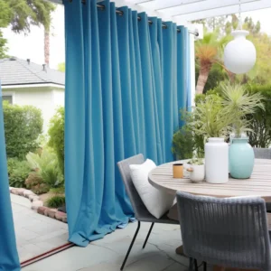 Blue Outdoor Curtains Waterproof and Wind Resistant