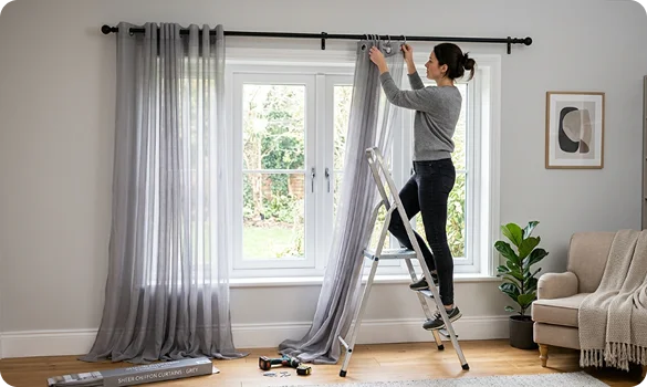 Chiffon Curtains installation in UAE