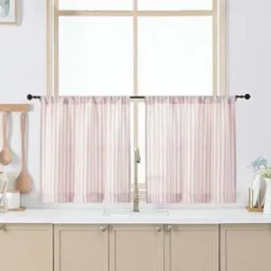 Chyhomenyc Striped Boho Kitchen Curtains 24 Inch Length