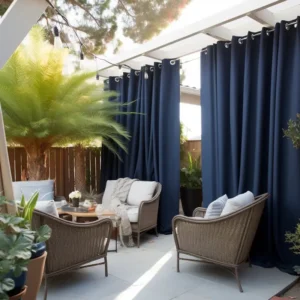 Dark Blue Outdoor Curtain