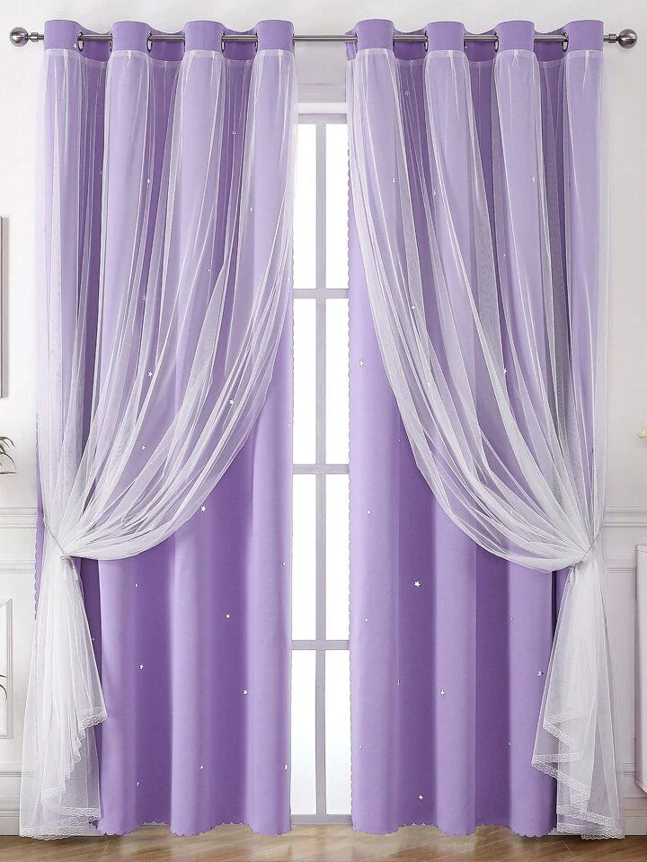 Double layered kids room curtain