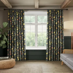Fruit Pair Lined Leaves Curtains