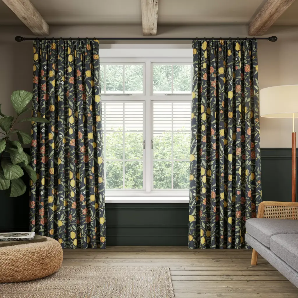 Fruit Pair Lined Leaves Curtains