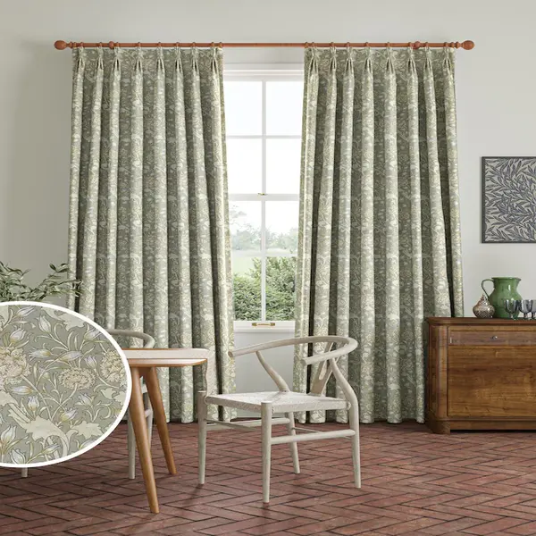 Green Wild Tulip Cotton Curtains