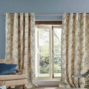 Laura Ashley Blue Cotton Eyelet Curtains