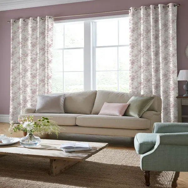 Laura Ashley Dark Blush Pink Coton Cirtains