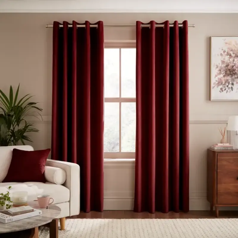 Luxe Velour Cranberry Red Curtains