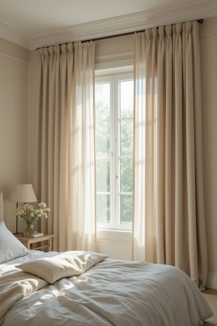 Modern Beige Bedroom Curtains