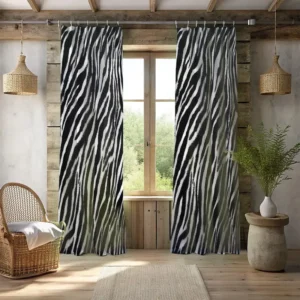 Modern Mono Zebra Stripes Window Curtains -