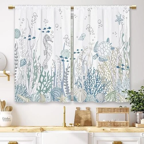 Nautical Coastal Kitchen Windows Curtains