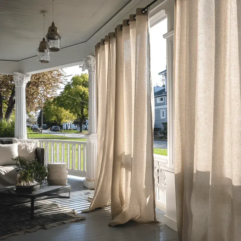 Outdoor Linen Curtains for Screened or Open Porch
