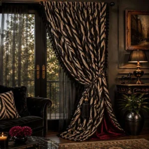 Palazzo Noir Zebra Velvet Curtains