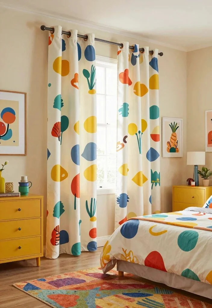 Printed curtains for kids room
