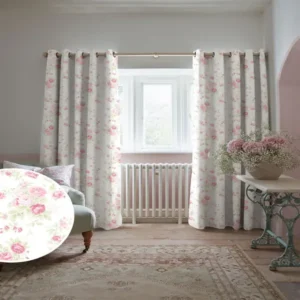 Rose Pink Wildflower Cotton Curtains