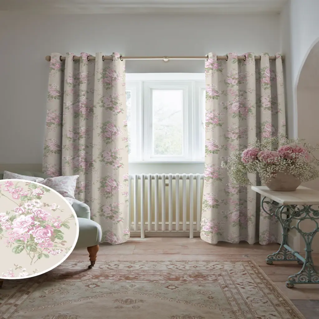 Shabby Ashwell® Pink Rose Curtains