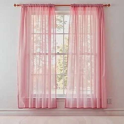 WedDecor 2 Panel Voile Drapes, Rose Sheer Curtains