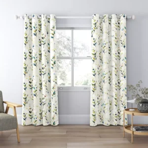 Wildflower Sprigs Print Leaves Curtain