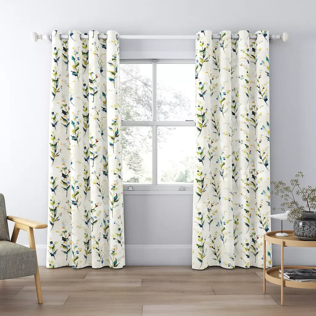 Wildflower Sprigs Print Leaves Curtain