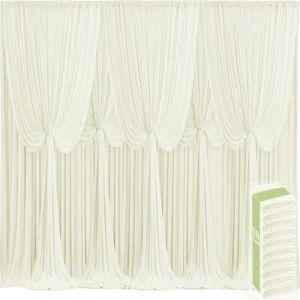 10 Panels Ivory for Wedding Party Wrinkle Free Backdrops Curtain