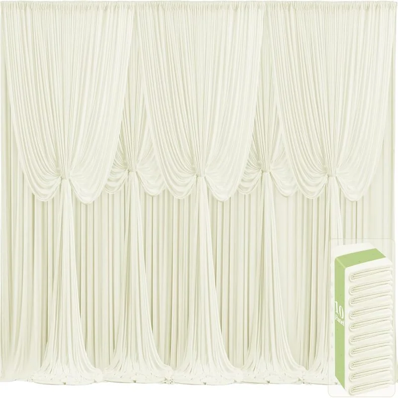10 Panels Ivory for Wedding Party Wrinkle Free Backdrops Curtain