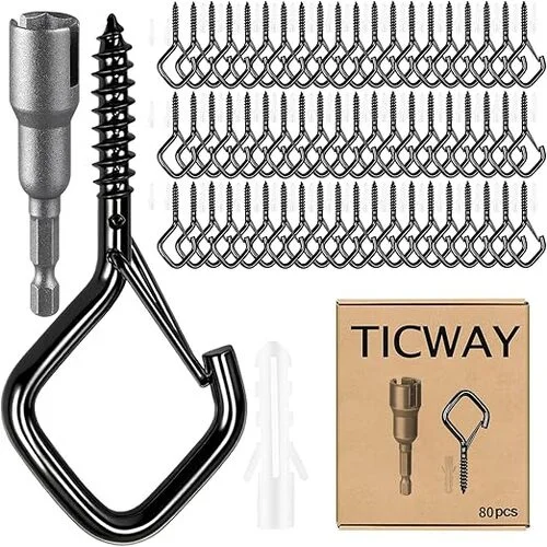 80 Pcs Outdoor Screw Curtains Hooks