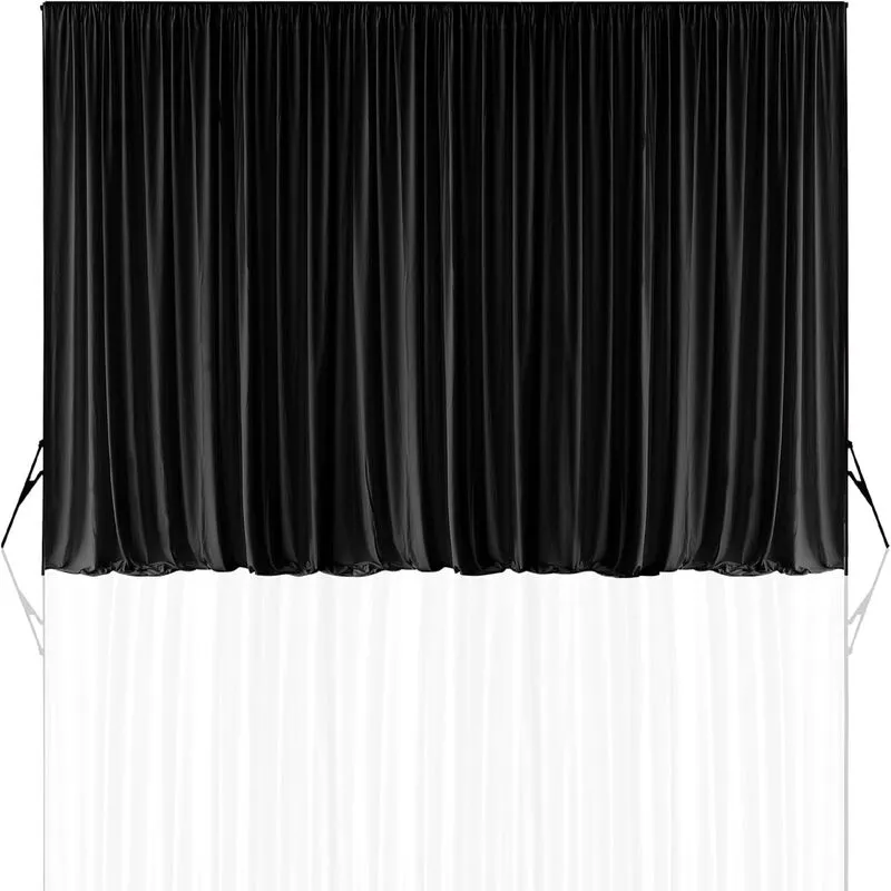 Black Spandex Wrinkle Free Pleated Stage Curtain