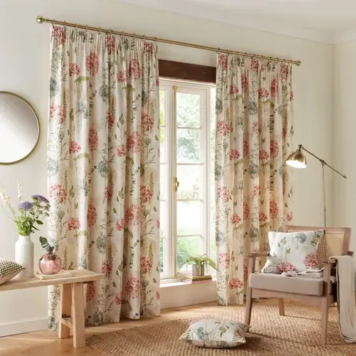 Country Meadow Elegant Floral Pattern Pencil Pleat Curtain
