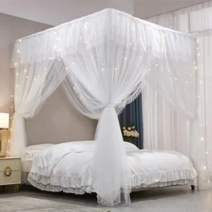 Double Layer Cozy Drape Netting Canopy Bed Curtains
