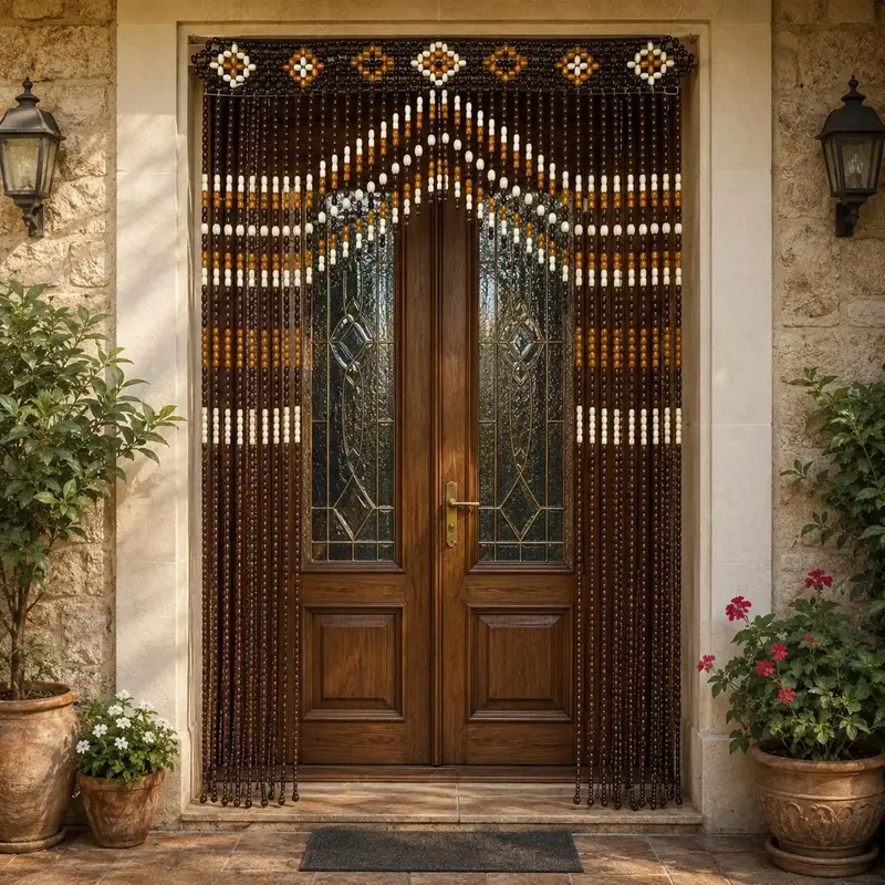 Handmade Wooden Beaded Curtain