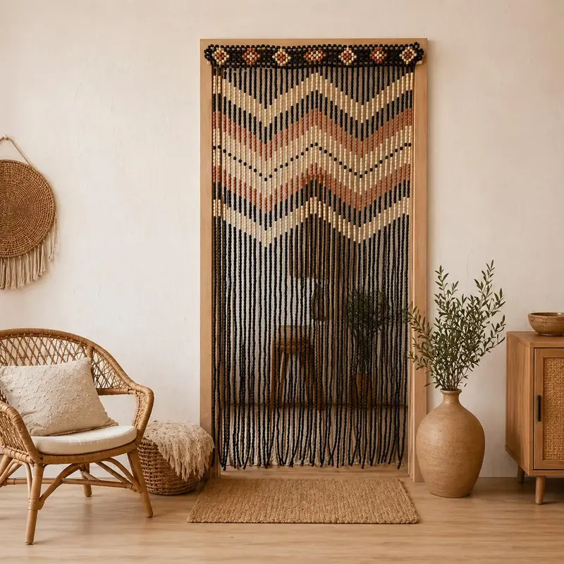 Handmade Wooden With unique Design Beaded Curtain