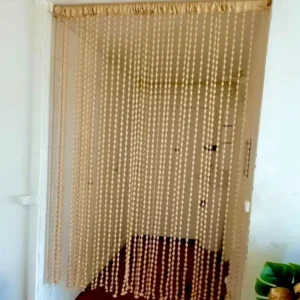 Linen Sheer Curtains for Summer Hippie Bead Curtain Short Door Curtain Home Decor
