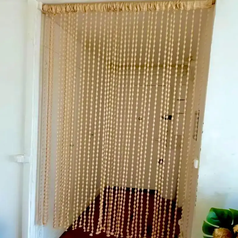Linen Sheer Curtains for Summer Hippie Bead Curtain Short Door Curtain Home Decor