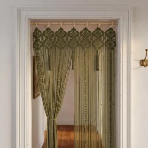 Olive Green Macrame Door Curtain