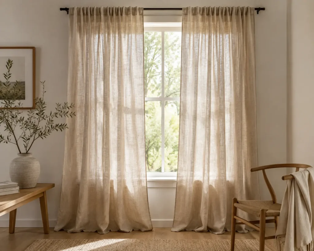 Premium Linein Curtain In a Living Room