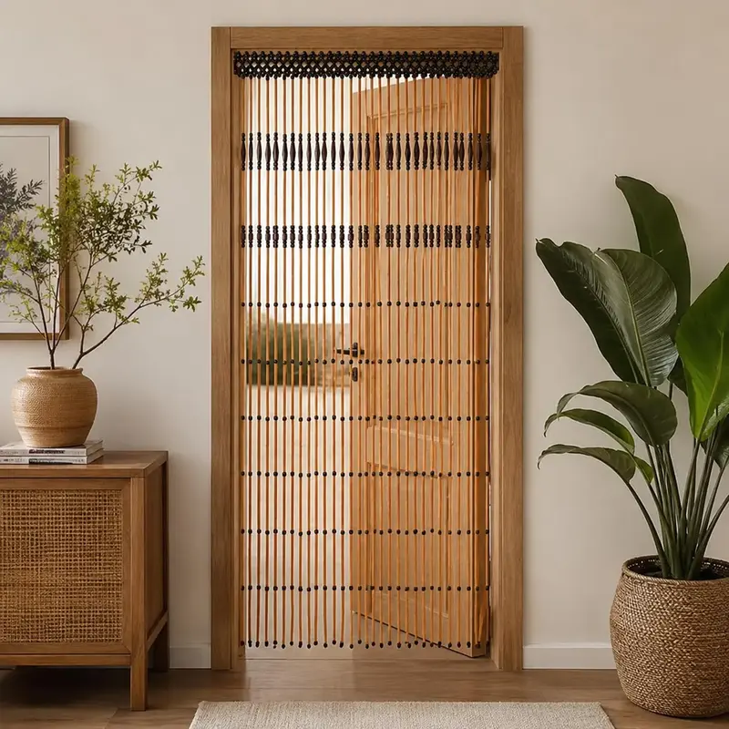 Wood Beaded Door Curtain Interior Hanging Divider