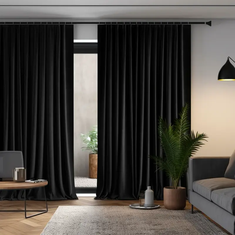 Black Velvet Thermal Wave Curtain