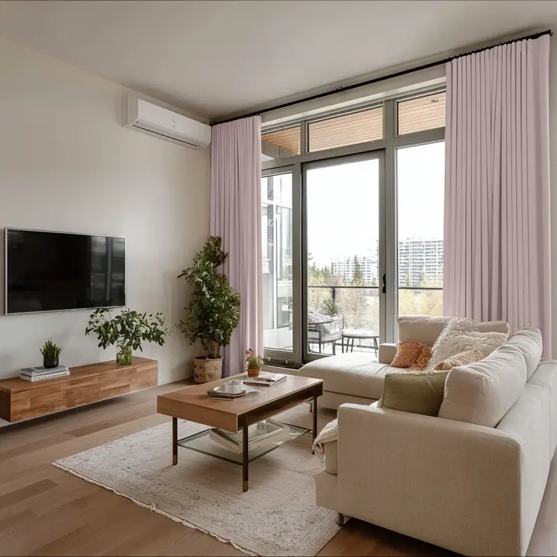 Dusty Pink Linen Soundproof Curtain